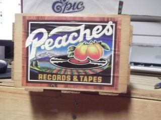 Vintage Peaches Records & Tapes Wood 8 Track Or 45 7 " Record Holder Crate