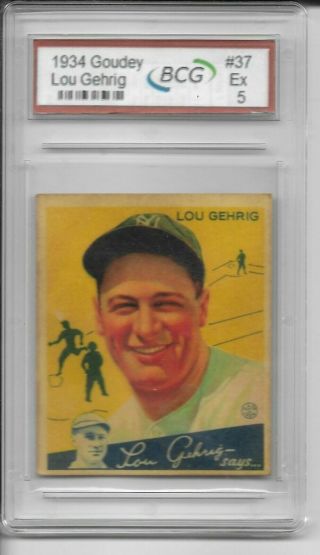 1934 Goudey Lou Gehrig 37 - - Bcg Ex 5