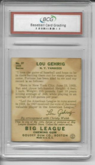1934 Goudey Lou Gehrig 37 - - BCG Ex 5 2