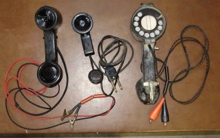 2 Vintage Linemans Test Phone 1 Head Set Rotary Dial Western Electric