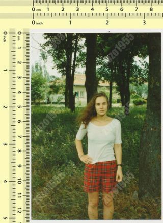 Pretty Woman In Shorts Lady Female Portrait Vintage Photo Old Snapshot