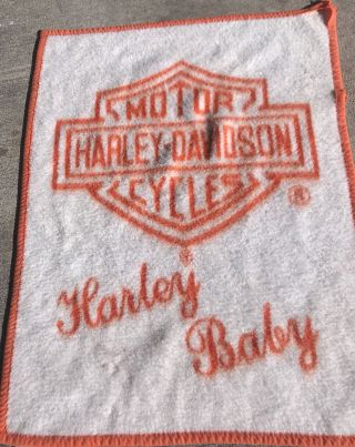 Og Vintage 1980s Harley Davidson Biederlack Plush Baby Blanket Bedding Motors