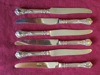 Gorham Chantilly Sterling Silver French 9 5/8 " Hollow Knife,  Set Of 6