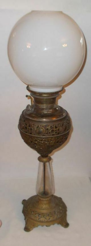 Antique Kerosene Oil Miller Banquet Table Lamp 1890 
