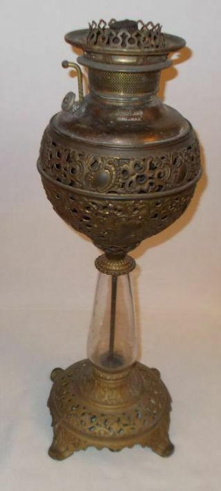 Antique Kerosene Oil Miller Banquet Table Lamp 1890 ' s The Juno Lamp Co USA 2