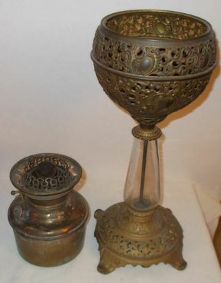 Antique Kerosene Oil Miller Banquet Table Lamp 1890 ' s The Juno Lamp Co USA 3