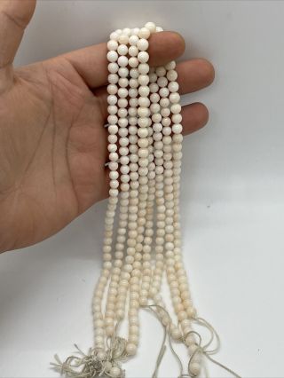Vintage White Pink Coral Bead Necklace For Jewelry Making 79 Grams 4 Strand