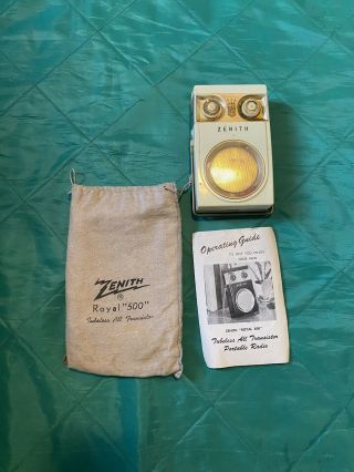 Vintage Zenith Royal 500 Tubeless 7 Transistor Handheld Radio -
