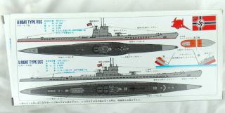 Vintage Hasegawa German Submarine U Boat VII C IX C 1/700 Water Line Model Kit 2