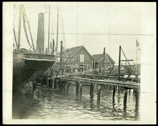 Vintage Photo Fishing Boat Helena Docks Gloucester Massachusetts Ma
