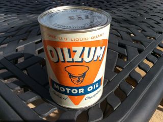 Vintage Oilzum Motor Oil Can - White & Bagley Co.  - One Quart Empty
