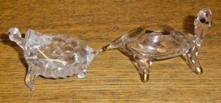 2 Vintage Small Crystal Turtle Figurines - 2 1/8 " & 2 1/2 " Long