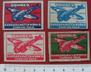 India Vintage Matchbox Label - Bomber R.  A.  F.