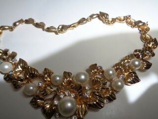 Vintage Rhinestone & Faux Pearl Choker /necklace
