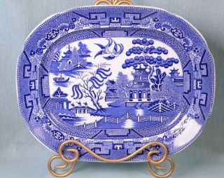 Antique Allertons Of England Blue Willow Dinnerware Platter 13.  5 " L X 11 " W