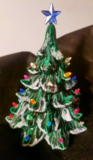 Vintage 9 " Ceramic Lighted Christmas Tree/candy Jar Christmas Decoration W Base