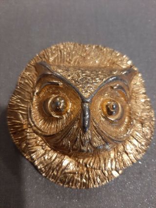 Vintage Owl Goldtone Metal Belt Buckle By Pauline Rader