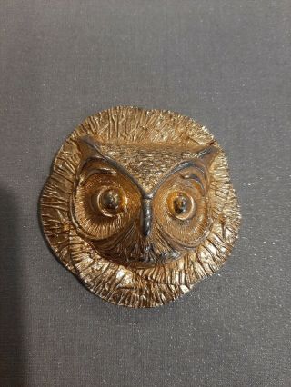 Vintage Owl Goldtone metal Belt Buckle By Pauline Rader 2