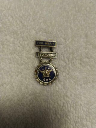 Vintage Us Air Force Goc - For Merit - Sterling Badge Medal Ground Observer Corps