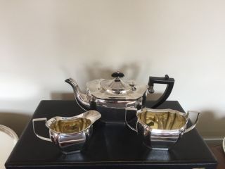 Lovely 3 Piece Silver Plated Tea Service In