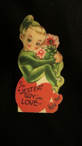 Vintage Pixie Valentine Card 1950s Unsigned