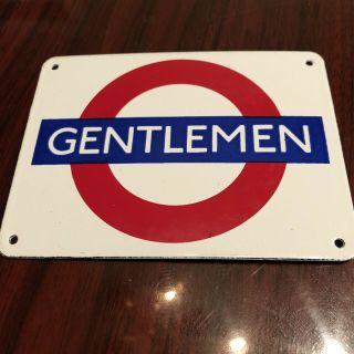 Vintage 80’s Garnier London Underground Loo Toilet Bullseye Enamel Signs 3.  5”x5” 2