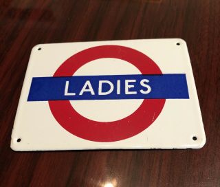 Vintage 80’s Garnier London Underground Loo Toilet Bullseye Enamel Signs 3.  5”x5” 3