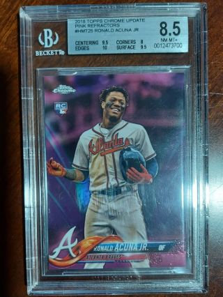 2018 Topps Chrome Update Pink Hmt25 Ronald Acuna Jr.  Rc Bgs 8.  5