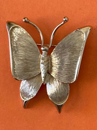 Vintage Signed Trifari Gold Tone Butterfly Brooch Pin