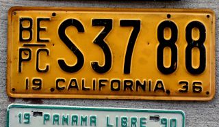 1936 California Board Of Equalization Pneumatic Commercial Truck License Plate