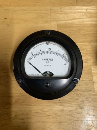 Vintage Weston Panel Meter Model 301 - 57 3 1/2 " Round 0 - 3 Amps