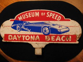 Vintage Daytona Beach Museum Of Speed License Plate Topper Emblem 1950s 60s