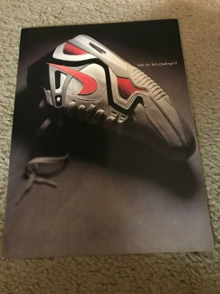 Vintage 1990 Nike Air Tech Challenge Ii 2 Tennis Shoes Poster Print Ad Agassi