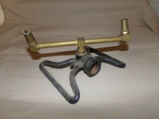 Vintage Cast Iron Base And Brass Rotating Lawn Sprinkler Marked 3