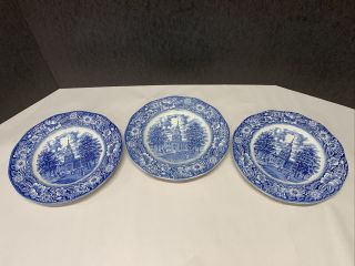 4 Liberty Blue Vintage Staffordshire Dinner Plates Blue Independence Hall Set 4