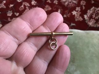 Large Antique Solid 9ct Gold T Bar & 2 Jump Rings For Albert Chain Pendant