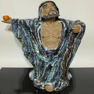 Vtg Chinese Export Shiwan Mudman Art Pottery Majolica Samurai Art Statue Figure