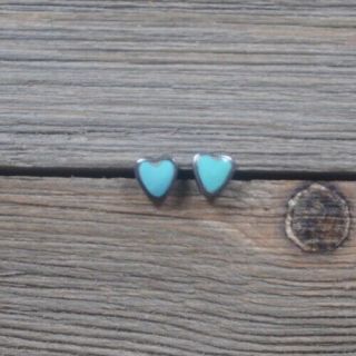 Vintage Sterling Silver Turquoise Heart Stud Post Earrings