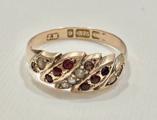Antique Victorian Rose Gold 9ct Pearl Garnet Ring For Repair / Scrap Size O