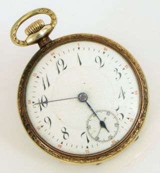 Antique Record Watch Co Swiss 17 Jewel Art Deco Pocket Watch Double Roller Gf