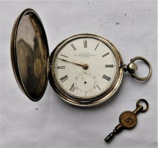 No Res Hm1880 Silver Full Hunter Mechanical Pocket Watch Edgeware London Antique