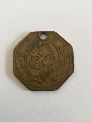 Vintage Shenandoah Valley Good Luck Charm Coin Pendant,  4 Leaf Clover,  Tourist