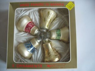 3 Boxes Of Vintage Christmas Bavaria Glass Ornaments Bells & Pyramid Balls