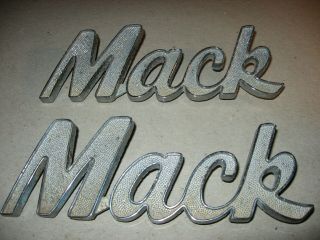 Matching Vintage Mack Truck Slush Cast Metal Script Trim Badges Emblems