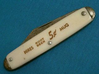 Vintage Usa Hires Mug Root Beer Advertising Cigar Jack Knife Pocket Knives Clasp