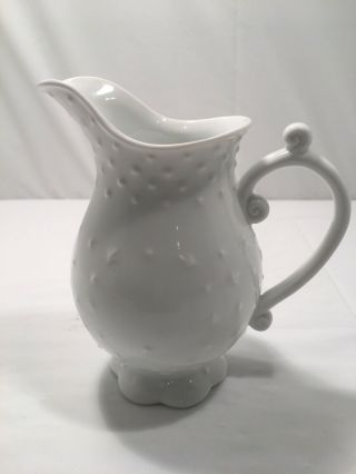 Vintage I.  Godinger & Co Porcelain Hobnail & Stars White Creamer/syrup Pitcher