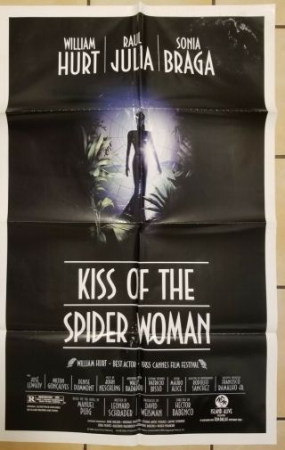 Vintage 1985 Kiss Of The Spider Woman One Sheet Poster Hurt Raul Julia Braga