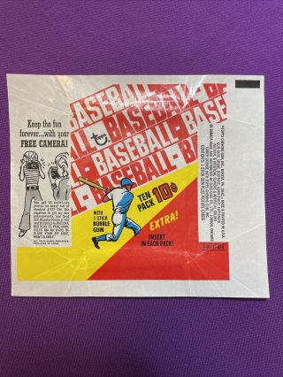 1970 Topps Baseball Card Wax Wrapper.  Vintage,  Scarce.  Camera Offer.  Nrmnt