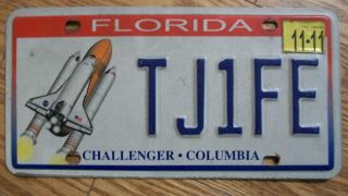 Florida License Plate - 2011 - Tj1fe - Space Shuttles Challenger & Columbia