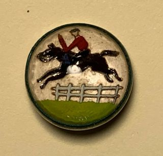 Vintage & Collectable Button,  Race Horse/jockey Under Glass Dome